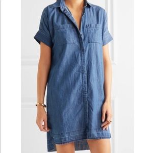 Madewell denim drop hem shirt dress pocket XL nwot
